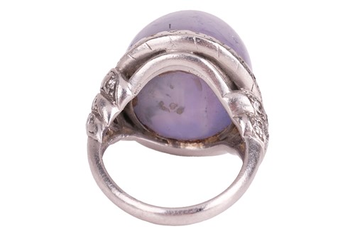Lot 51 - An Art Deco Ceylon star sapphire and diamond...