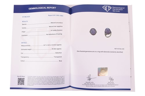 Lot 51 - An Art Deco Ceylon star sapphire and diamond...