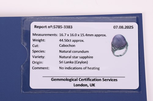 Lot 51 - An Art Deco Ceylon star sapphire and diamond...