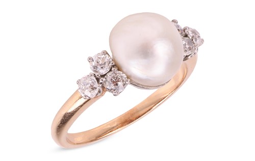 Lot A natural saltwater pearl and diamond dress...
