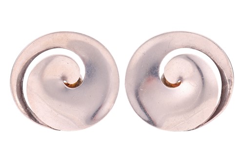 Lot 271 - Georg Jensen - A pair of swirl earrings,...