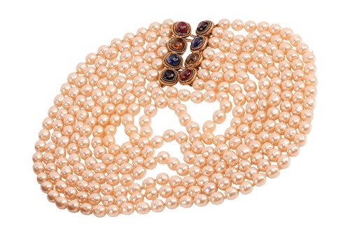 Lot 250 - Chanel - a multi-row faux pearl necklace, 1983...