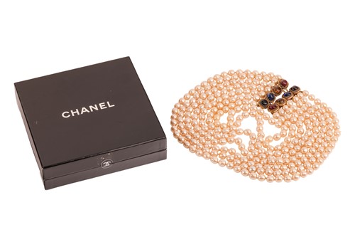 Lot 250 - Chanel - a multi-row faux pearl necklace, 1983...