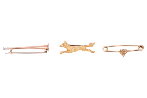 Lot 5 - Three bar brooches of hunting interest; to...
