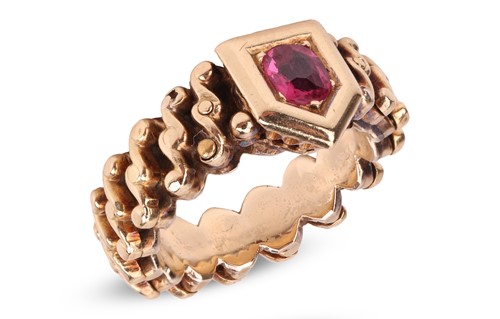 Lot 72 - A single stone ruby ring, the oval cut ruby in...