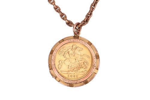 Lot 84 - An 1897 Victorian half sovereign in pendant...