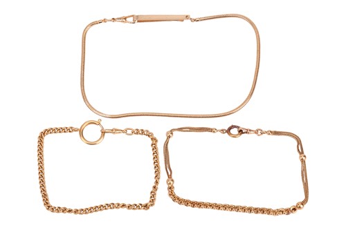Lot 208 - Three watch chains; to include a French fancy...