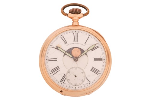 Lot 334 - The Wilka Callendar, a yellow metal open cased...