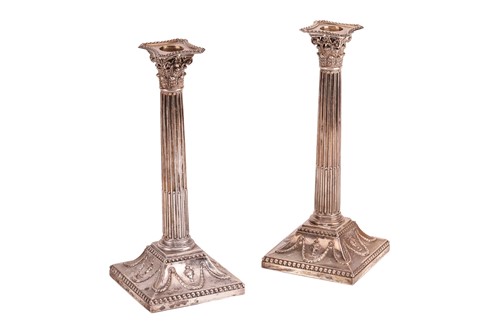 Lot 412 - A pair of George III silver Corinthian column...