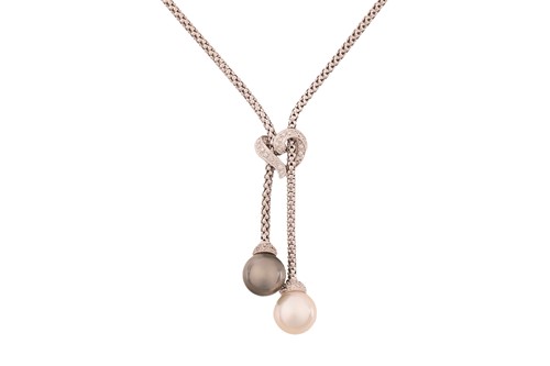Lot 207 - A double pearl lariat necklace, composed of...