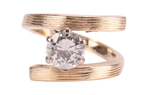 Lot 71 - A diamond solitaire ring, of Modernist-style...