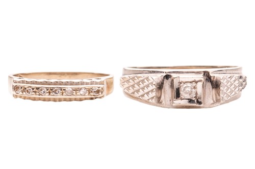 Lot 125 - Two diamond-set rings; The first a ring...
