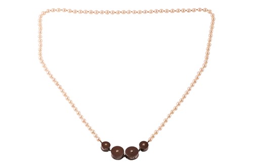 Lot 167 - A long cultured pearl necklace with a...