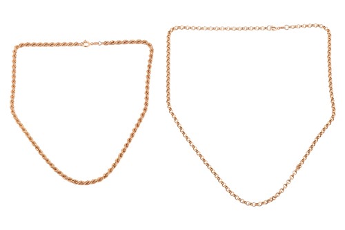 Lot 31 - Two 9ct gold necklaces; the first one...