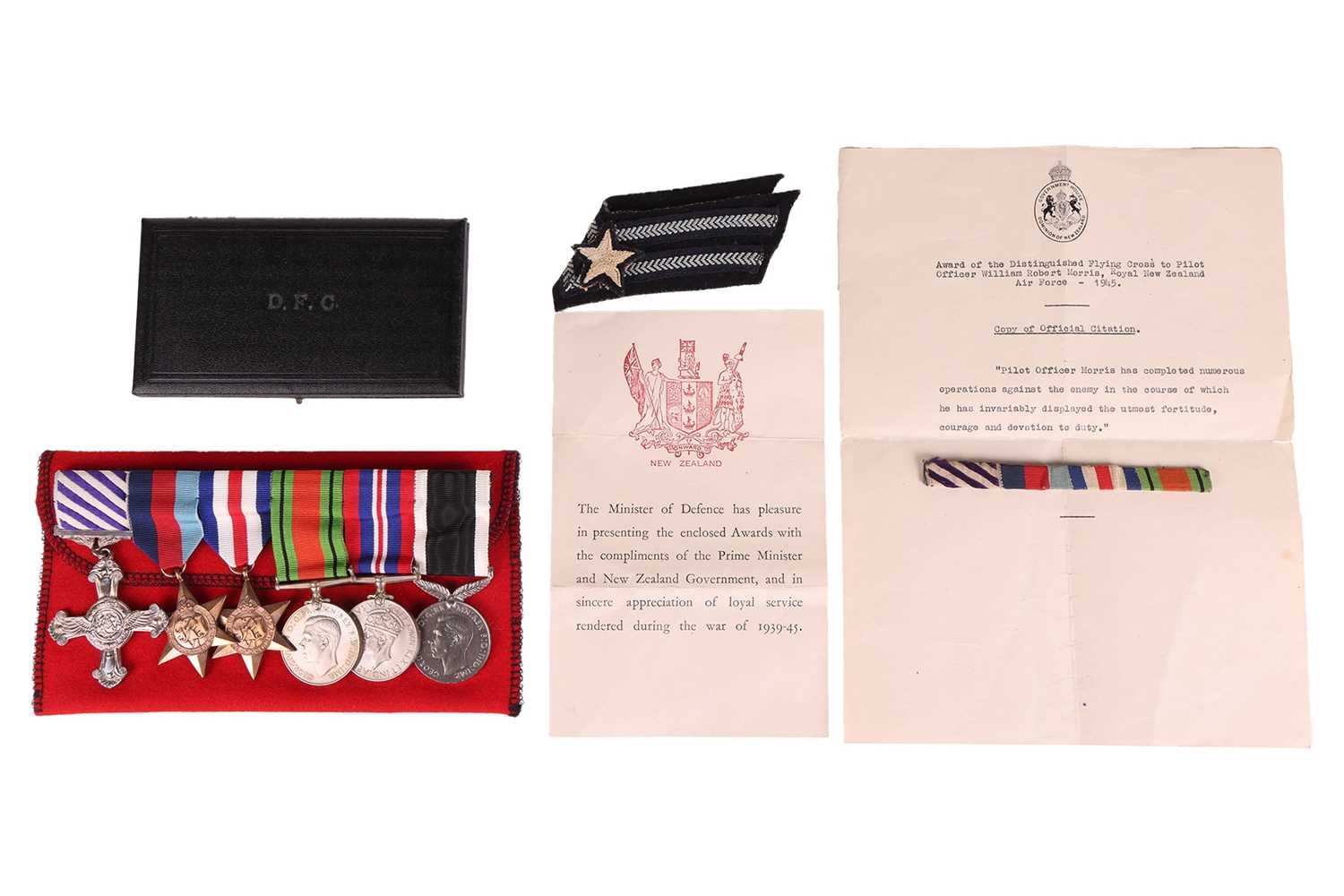 Lot A WWII DFC Medal Group, awarded to New Zealand...