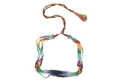 Lot 220 - A multi gem-set bead necklace, composed of...