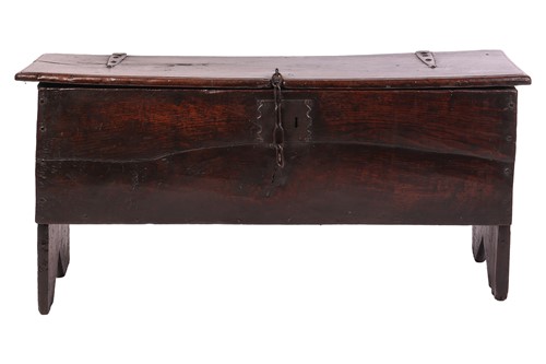 Lot 16 - A late 17th-century six-plank oak coffer, the...