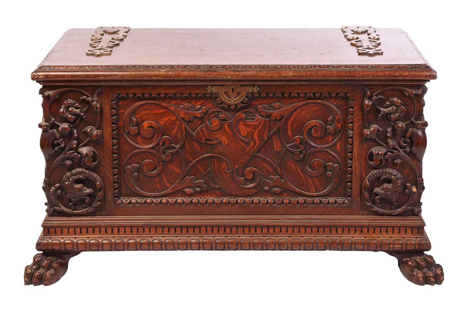 Lot 22 - An Italian Renaissance style cassone, brass