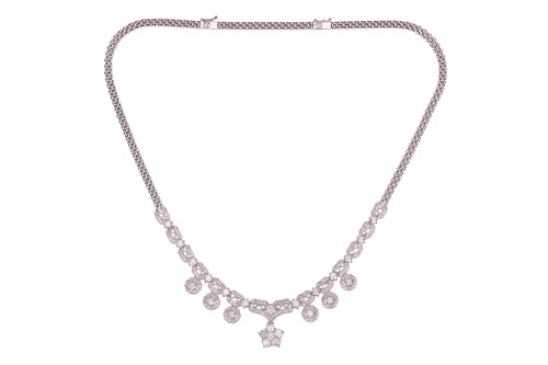 Lot 108 - A diamond-set fringe-style necklace, composed...