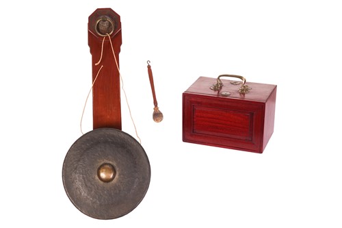 Lot 54 - A 1930s Chinese teak cased mahjong set, bone,...