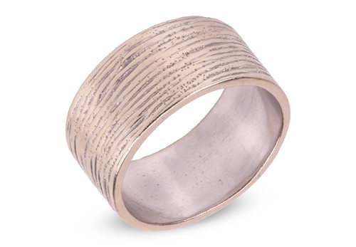 Lot 116 - A wedding band, of a wide flat shank forged...