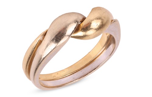 Lot 79 - A two-tone interlocking dress ring, comprising...