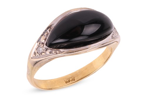Lot 106 - An onyx and diamond dress ring, comprising a...