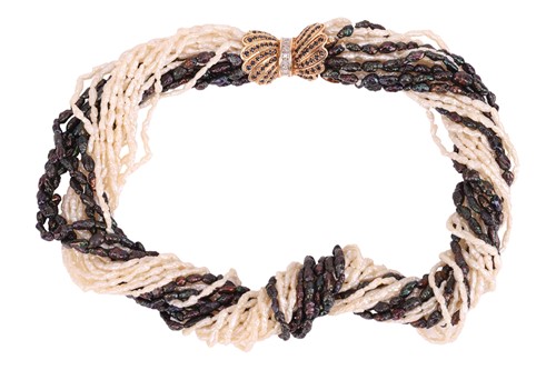 Lot 237 - A keshi pearl torsade necklace, comprising a...