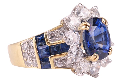 Lot 299 - An unheated Burmese sapphire and diamond dress...