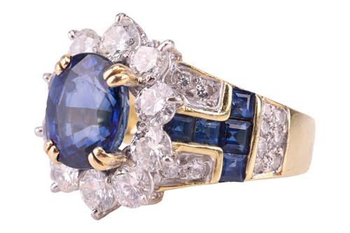 Lot 299 - An unheated Burmese sapphire and diamond dress...