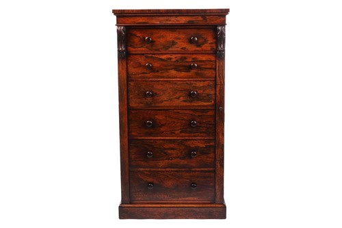Lot 9 - A William IV rosewood Wellington chest, with...