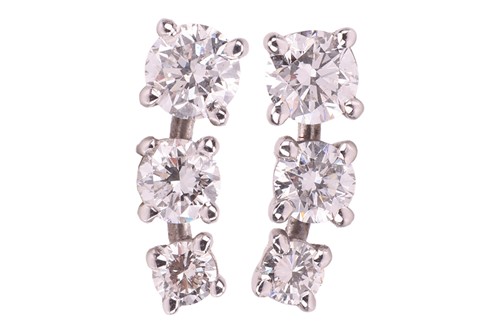 Lot 191 - A pair of diamond-set stud earrings, each...