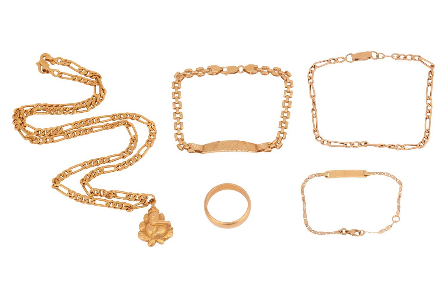 Lot 293 - A group of yellow metal jewellery; comprising...