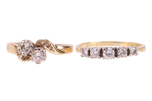 Lot 78 - Two rings; comprising a diamond-set crossover...