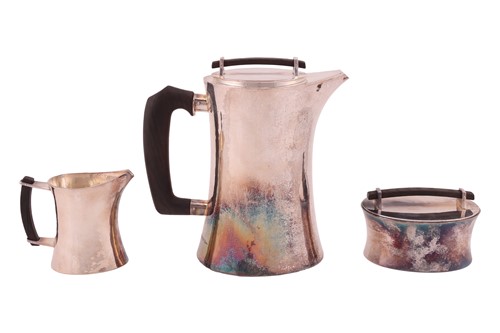 Lot 431 - A three piece silver coffee set by Karl...
