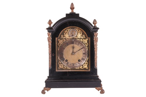 Lot 84 - A George III style ebonised bracket clock,...