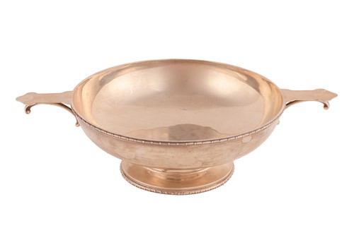 Lot 421 - A Silver Arts & Crafts pedestal quaich-style...