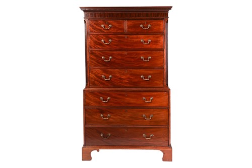 Lot 18 - A George III mahogany chest on chest, the...