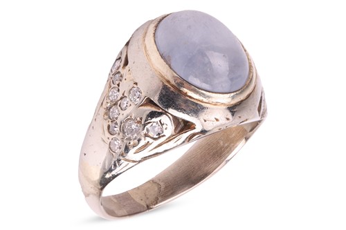 Lot 194 - A star sapphire and diamond-set ring,...