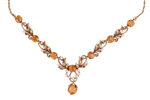 Lot 56 - A gem-set floral necklace, composed of...