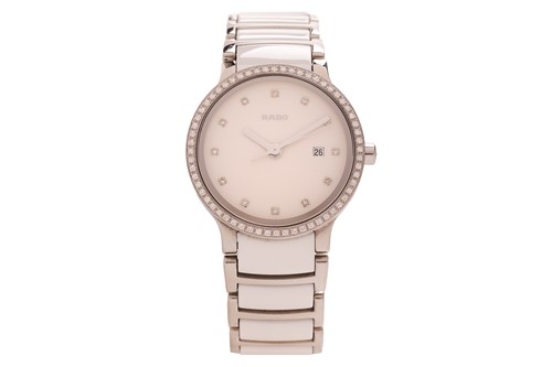 Lot 117 - Rado – Centrix White Ceramic & Stainless Steel...