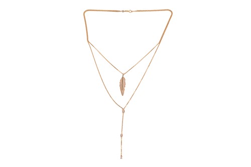 Lot 193 - A double-strand diamond-set feather necklace,...