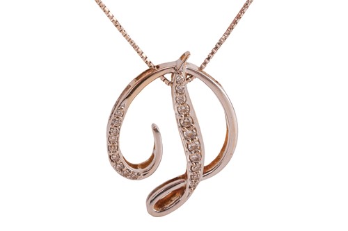 Lot 279 - A diamond-set initial pendant on chain, in the...