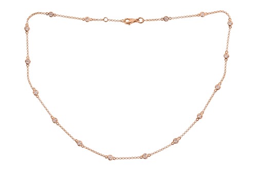 Lot 262 - A diamond-set belcher link necklace, the...