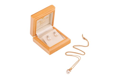 Lot 184 - A cultured pearl and diamond necklace and a...