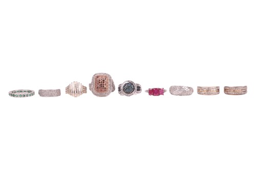 Lot 56 - A group of nine rings; comprising a...