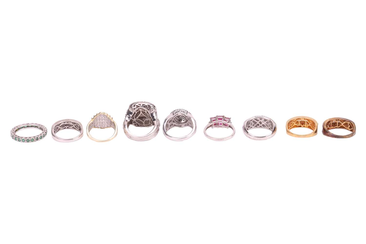 Lot 56 - A group of nine rings; comprising a