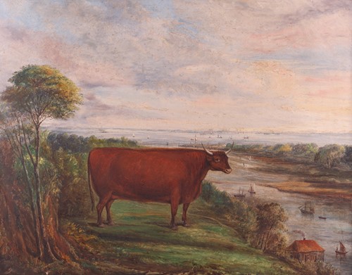 Lot 22 - British School (19th century) Prize Bull in an...