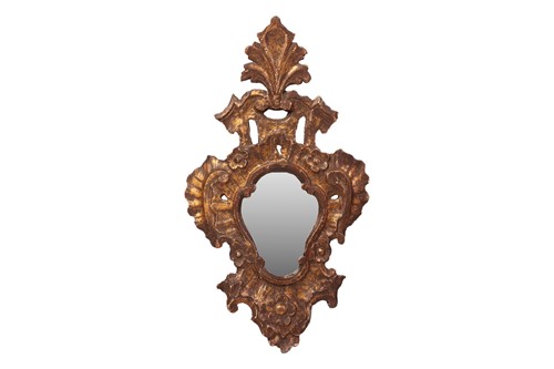 Lot 65 - An Italian gilt-wood pier glass, 18th century,...