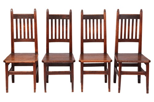 Lot 14 - A set of four oak single chairs, early 18th...